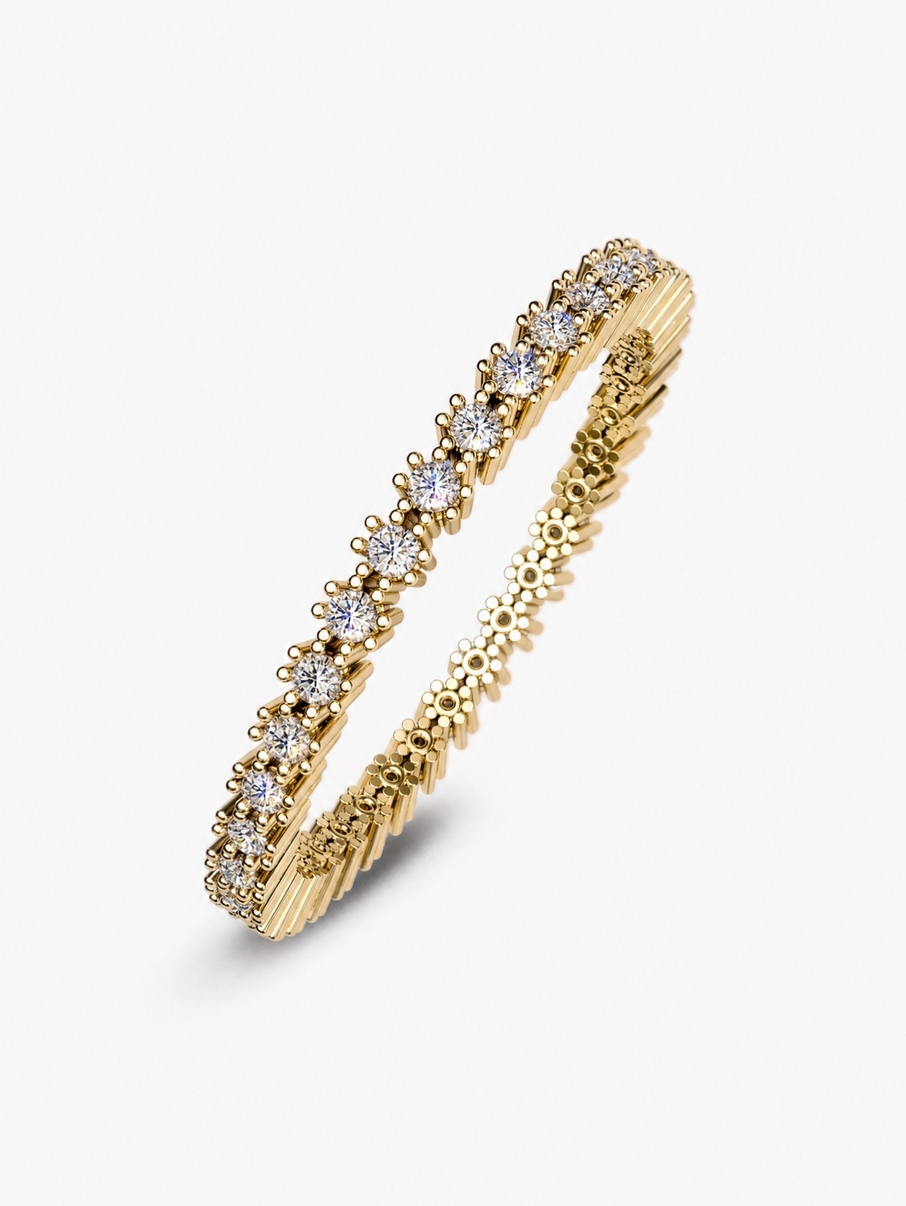 Jemný prsten ze žlutého zlata s přírodními diamanty
