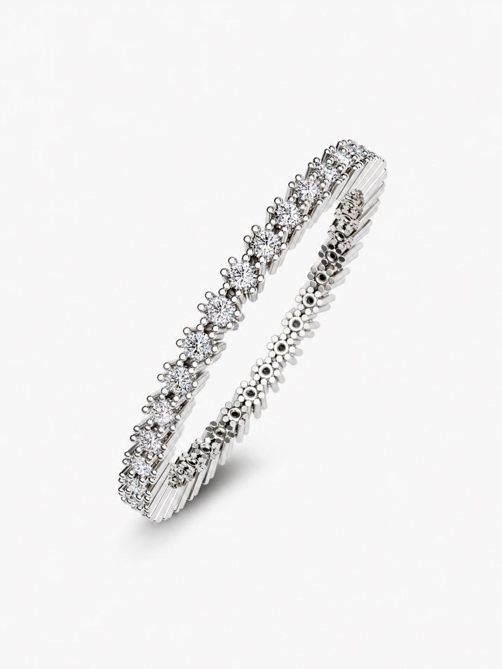 Jemný prsten z bílého zlata s přírodními diamanty