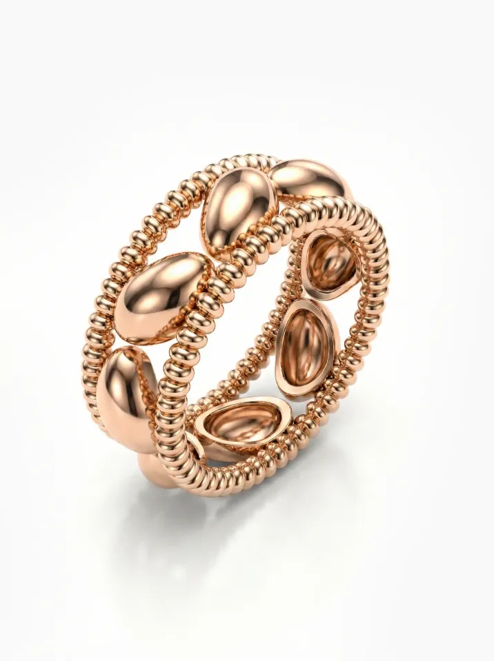 Originálny prsteň z červeného zlata zdobený motívom vavrínového listu KORBIČKA