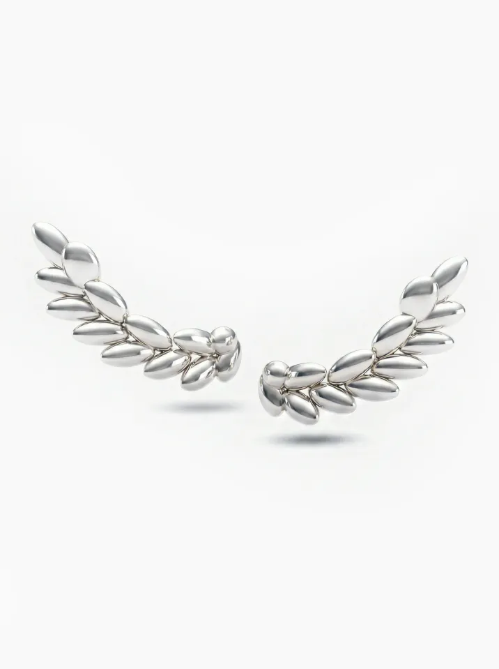 Náušnice z bieleho zlata podlhovastého tvaru z kolekcie Vavříny KORBIČKA