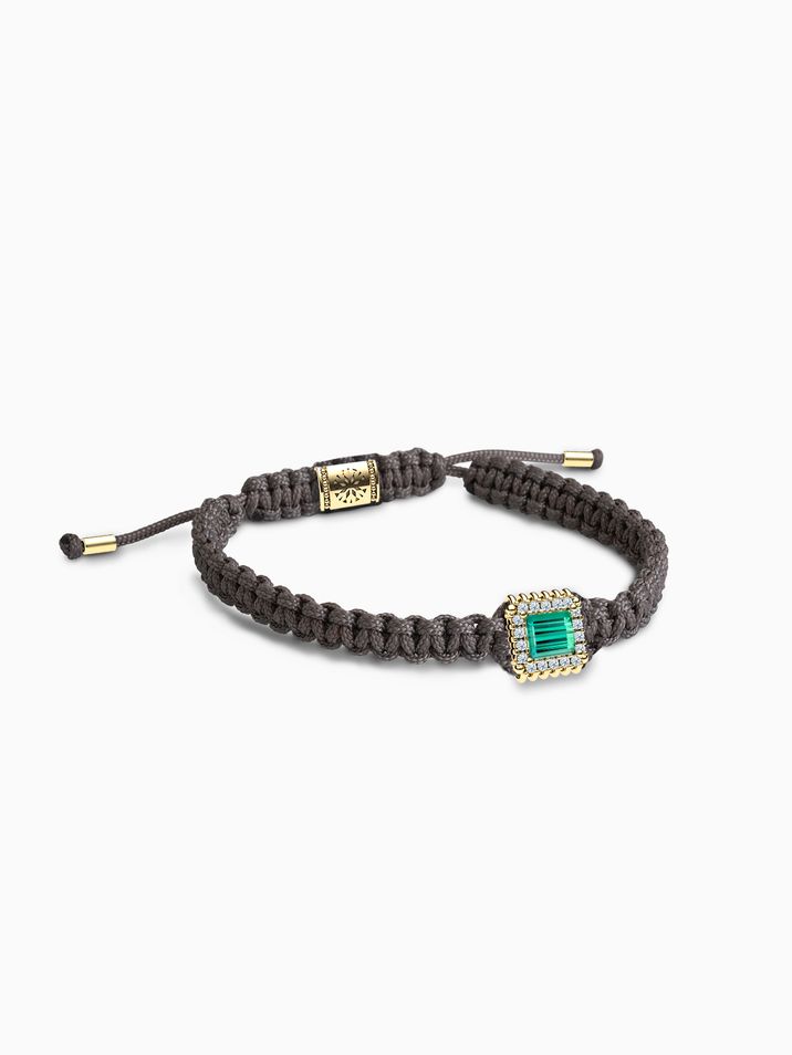 Tourmaline, diamonds SI1/E, brown hand-braided bracelets