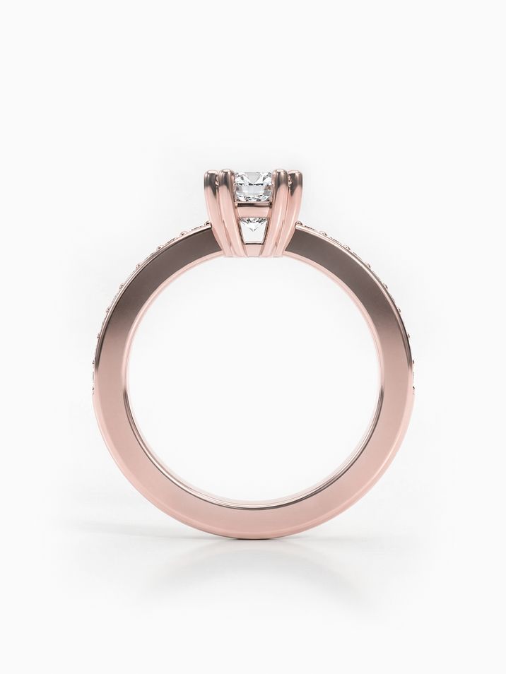 Zásnubní prsten s centrálním diamantem v červeném zlatě