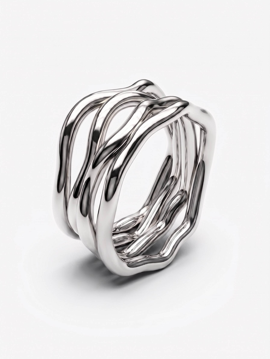 Snubní prsten o celkové šířce 10 mm z bílého zlata je výrazným šperkem