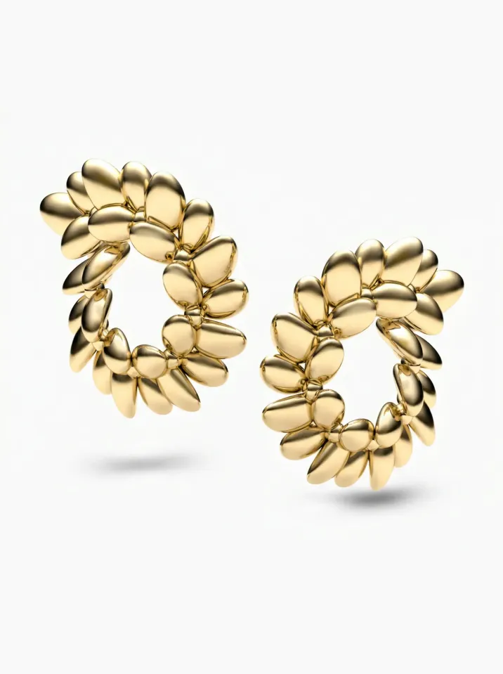 Náušnice žluté zlato z kolekce Vavříny KORBIČKA