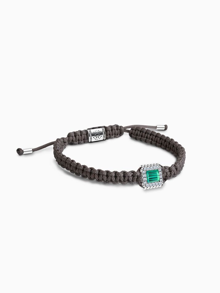 Tourmaline, diamonds SI1/E, brown hand-braided bracelets