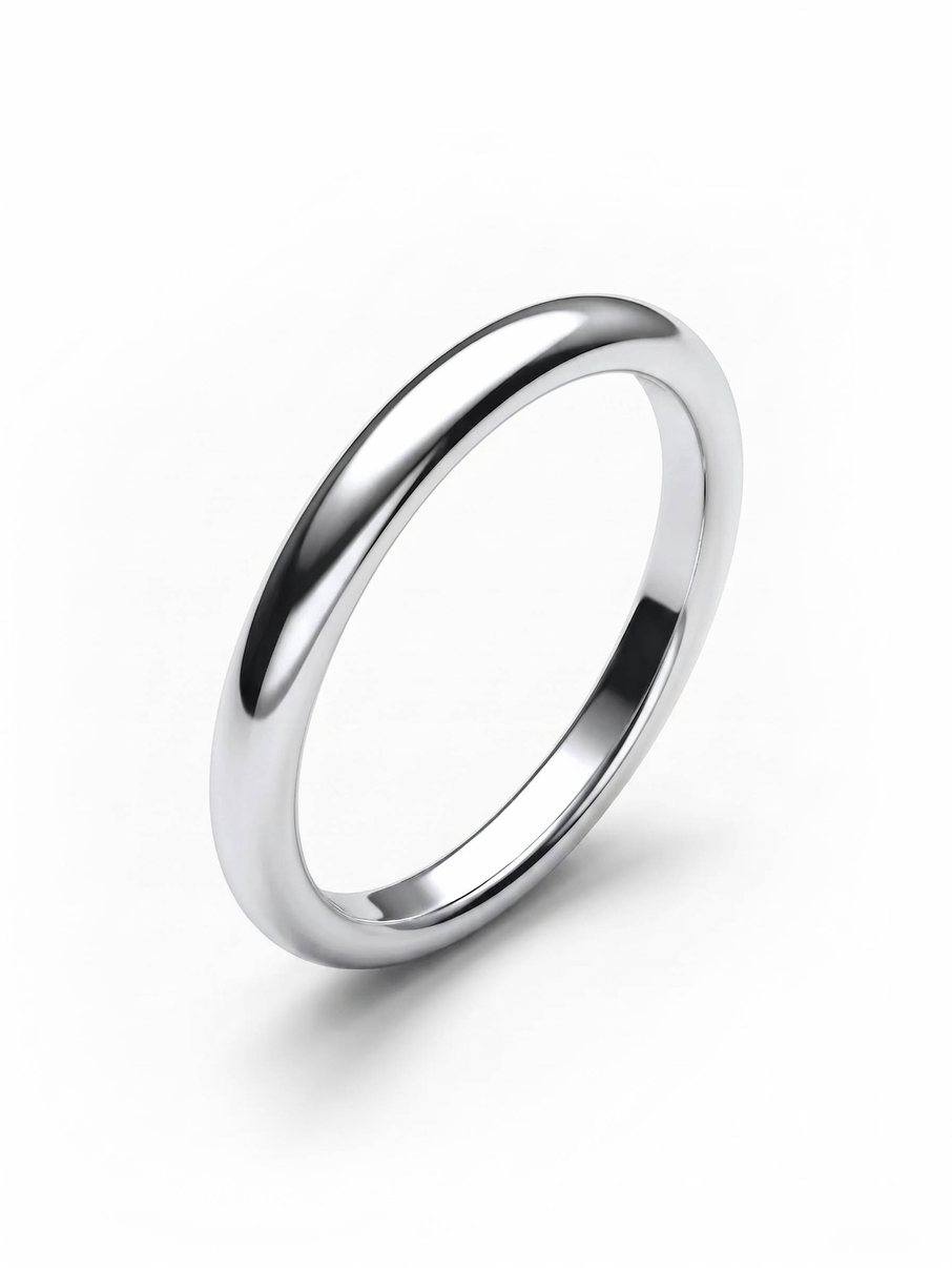 Dámský jednoduchý snubní prsten z bílého zlata v lesklém provedení
