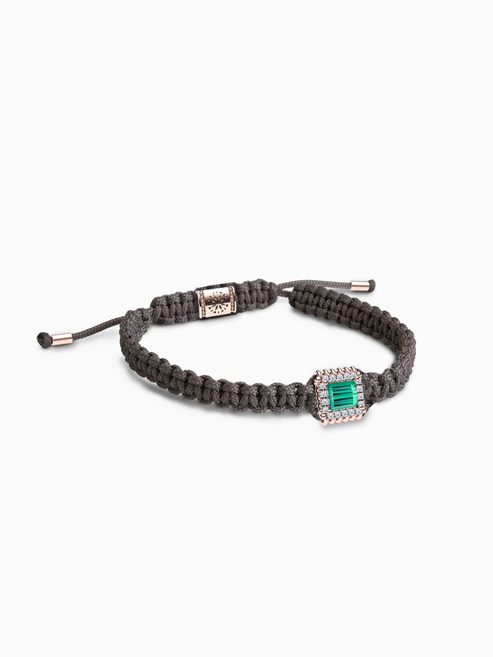 Tourmaline, diamonds SI1/E, brown hand-braided bracelets