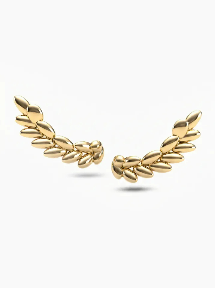 Náušnice žluté zlato z kolekce vavříny KORBIČKA