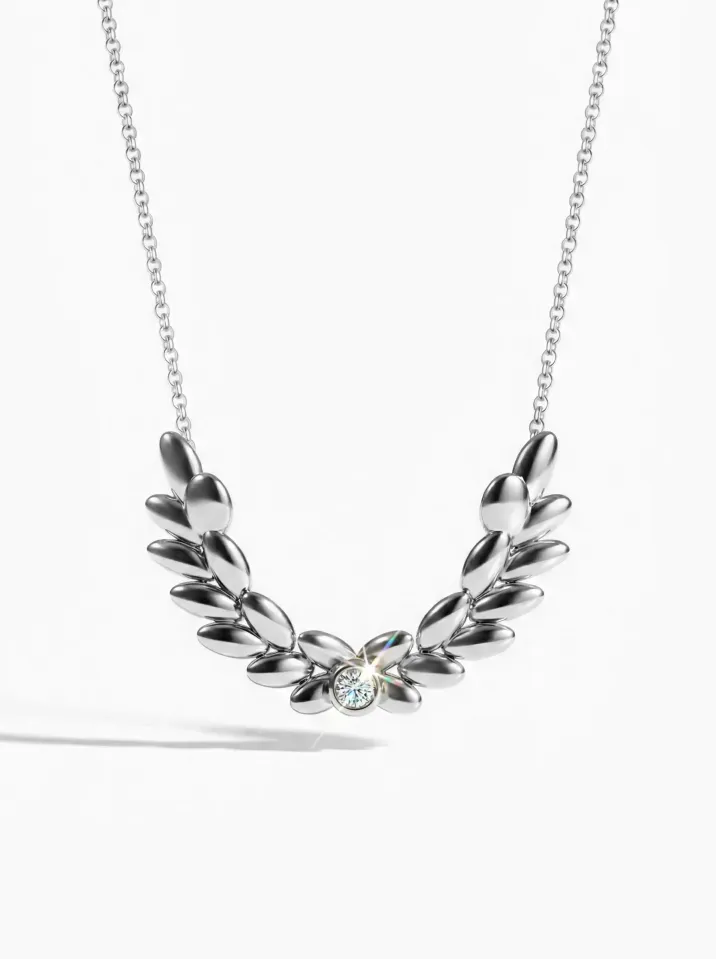 Náhrdelník bílé zlato z kolekce Vavříny KORBIČKA
