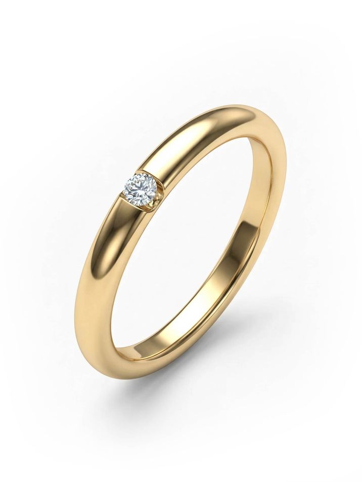 Snubní prsten ze žlutého zlata s centrálním diamantem 2,5mm