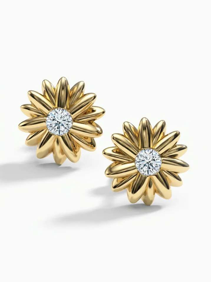 Náušnice žluté zlato kolekce Vavříny KORBIČKA