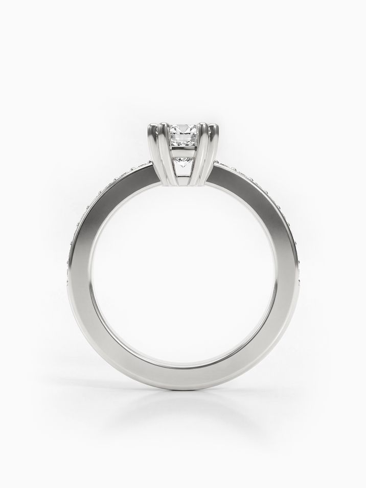 Zásnubní prsten s centrálním diamantem v bílém zlatě