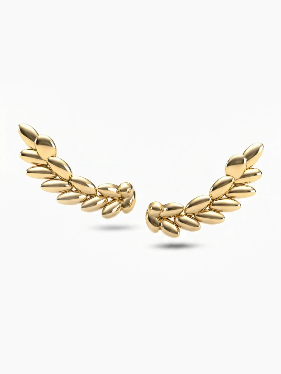 Náušnice žluté zlato z kolekce vavříny KORBIČKA