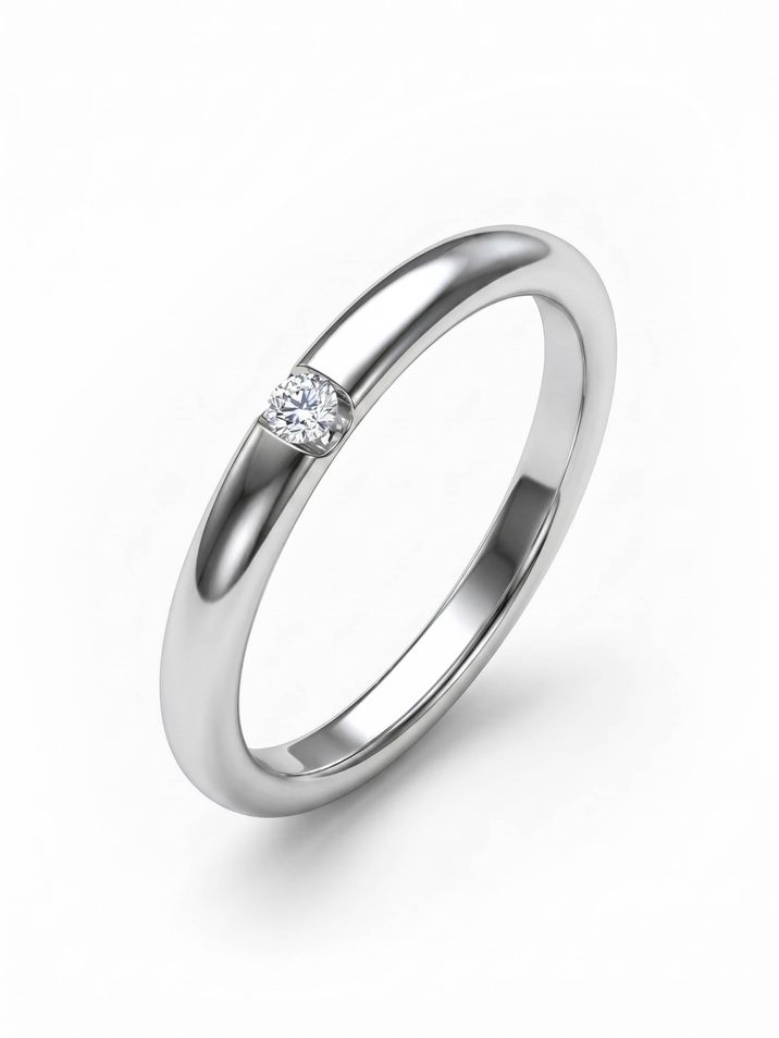 Snubní prsten z bílého zlata s centrálním diamantem 2,5mm